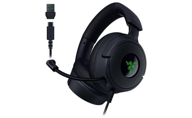 Razer Kraken V4 X Wired 40mm Drivers Cardioid Mic Memory Foam Cushions Chroma RGB Lighting Type C & Type A Cable GM