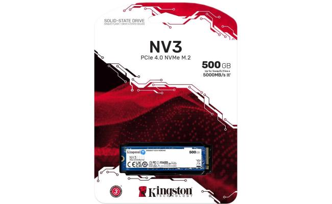 Kingston NV3 500GB M.2 2280 NVMe PCIe Gen 4x4 Internal SSD Up to 6000 MB/s